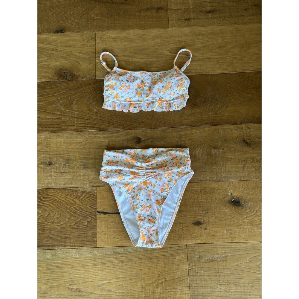 New 2 Piece Bikini XS Floral High Waisted swimwear Beach Vacation Summer